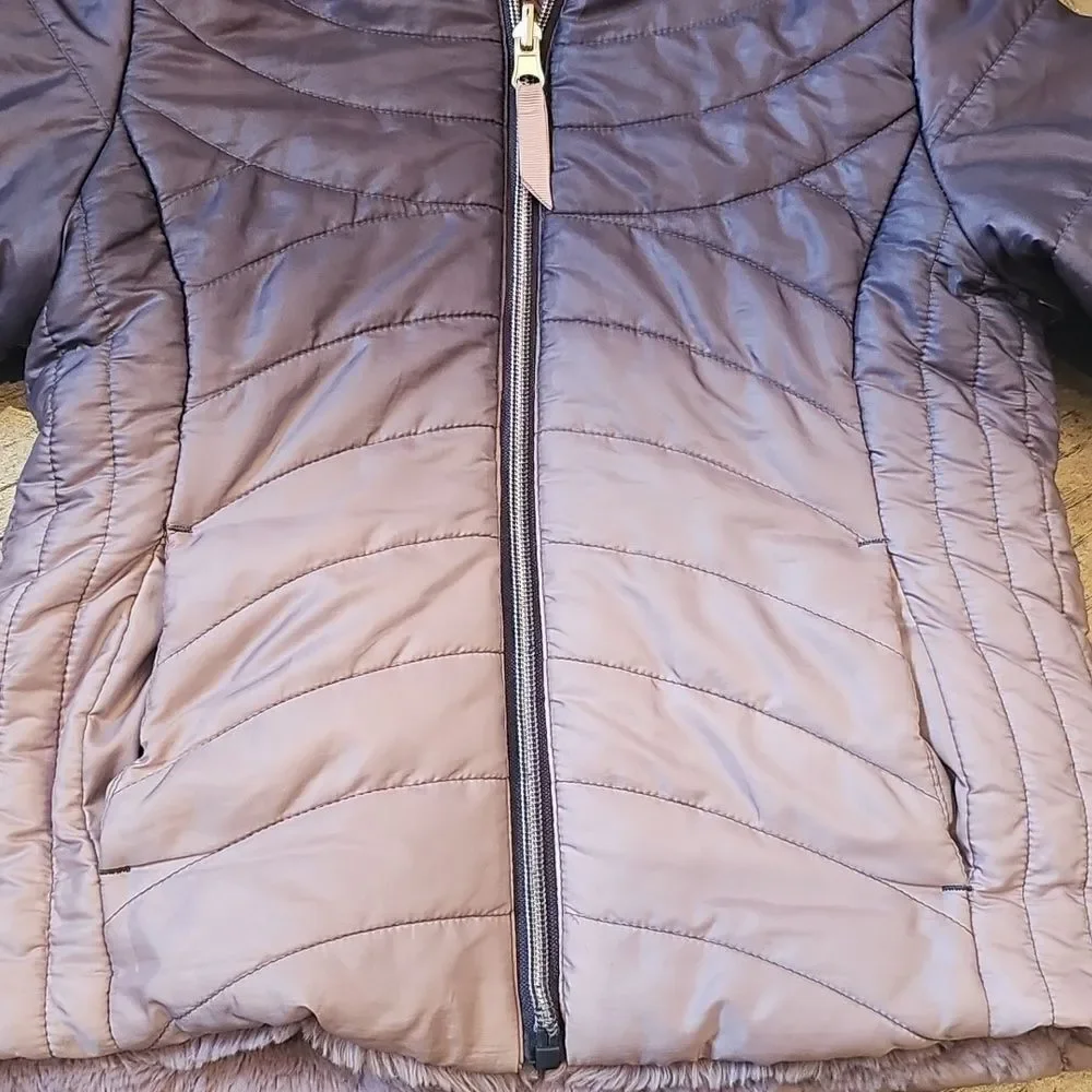 Purple Ombre Puffer Faux Fur Reversible Jacket Size 5/6 Pacific Trail